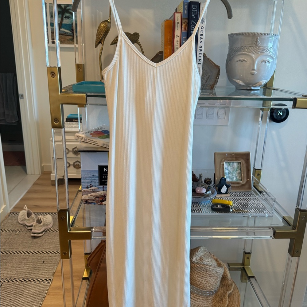 White STILLWATER Ribbed Maxi Dress